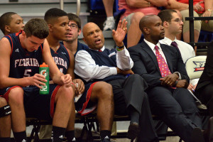 The Owls’ final loss to Toledo during the 2K Sports Classic in Detroit makes this season’s 1-6 start the worst in head coach Mike Jarvis’ (center) FAU career. Photo by Ryan Murphy. 
