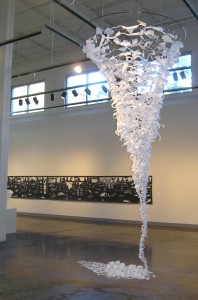 Lenka Konopasek, Indoor Tornado, 2009, Paper cutout, Installation Variable. Photo courtesy of Jeanie Giebel.