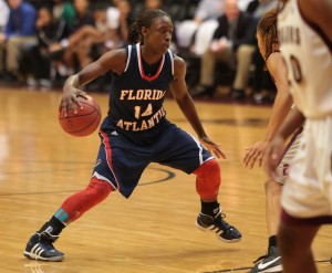 FAU guard Latavia Dempsey in action against Arkansas-Little Rock. Photo by Matt Johnson.