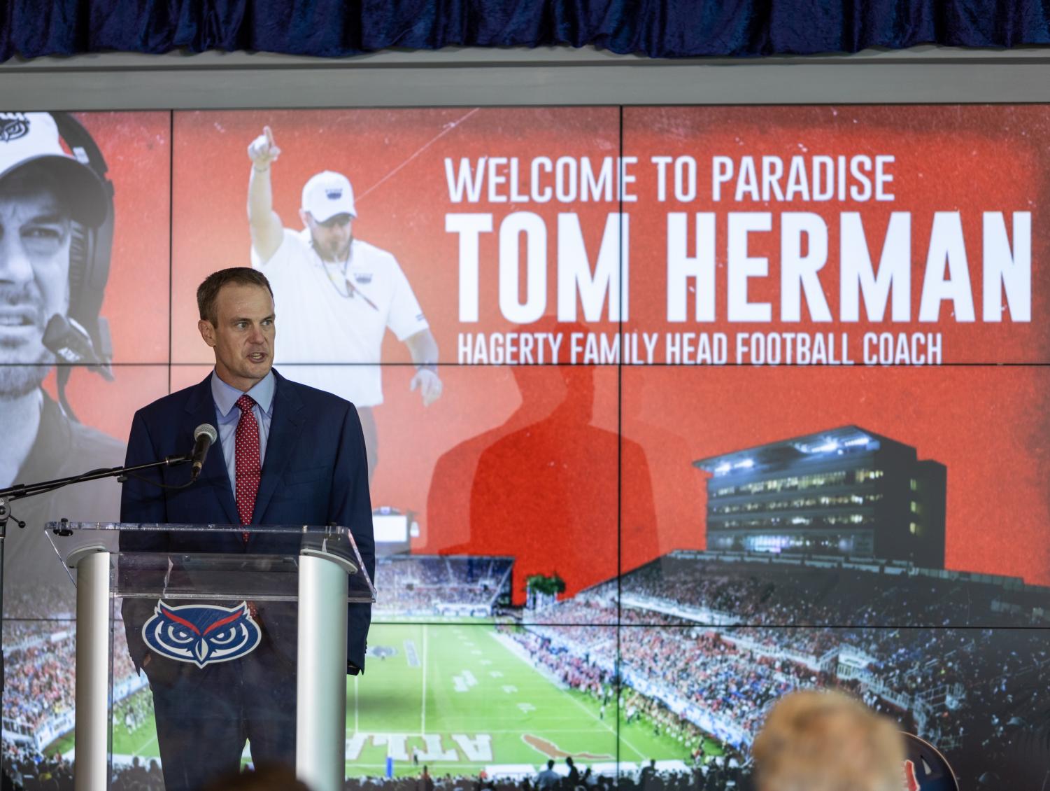 FAU introduces new football head coach Tom Herman in Friday press