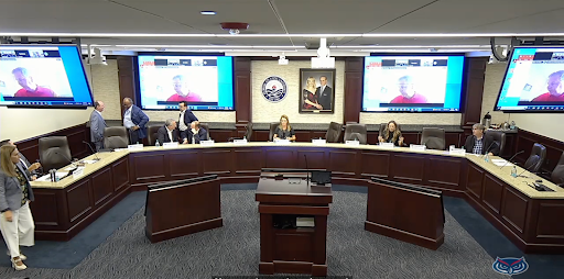  Presidential Search Committee members gather for their first fiscal year 2024-2025 meeting, held on July 24, 2024—screenshot courtesy of the committee’s meeting Zoom call.
