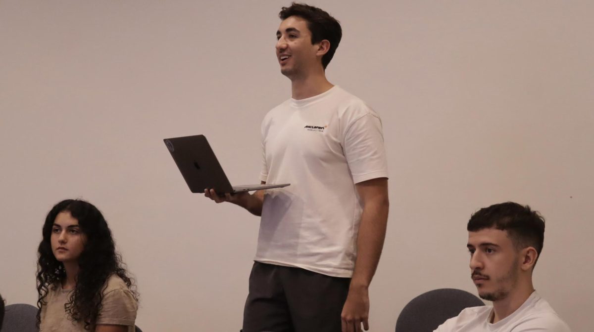 Student Body President Stefan Andjelkovic at the Florida Atlantic University’s Student Government Association meeting on Aug. 23. 