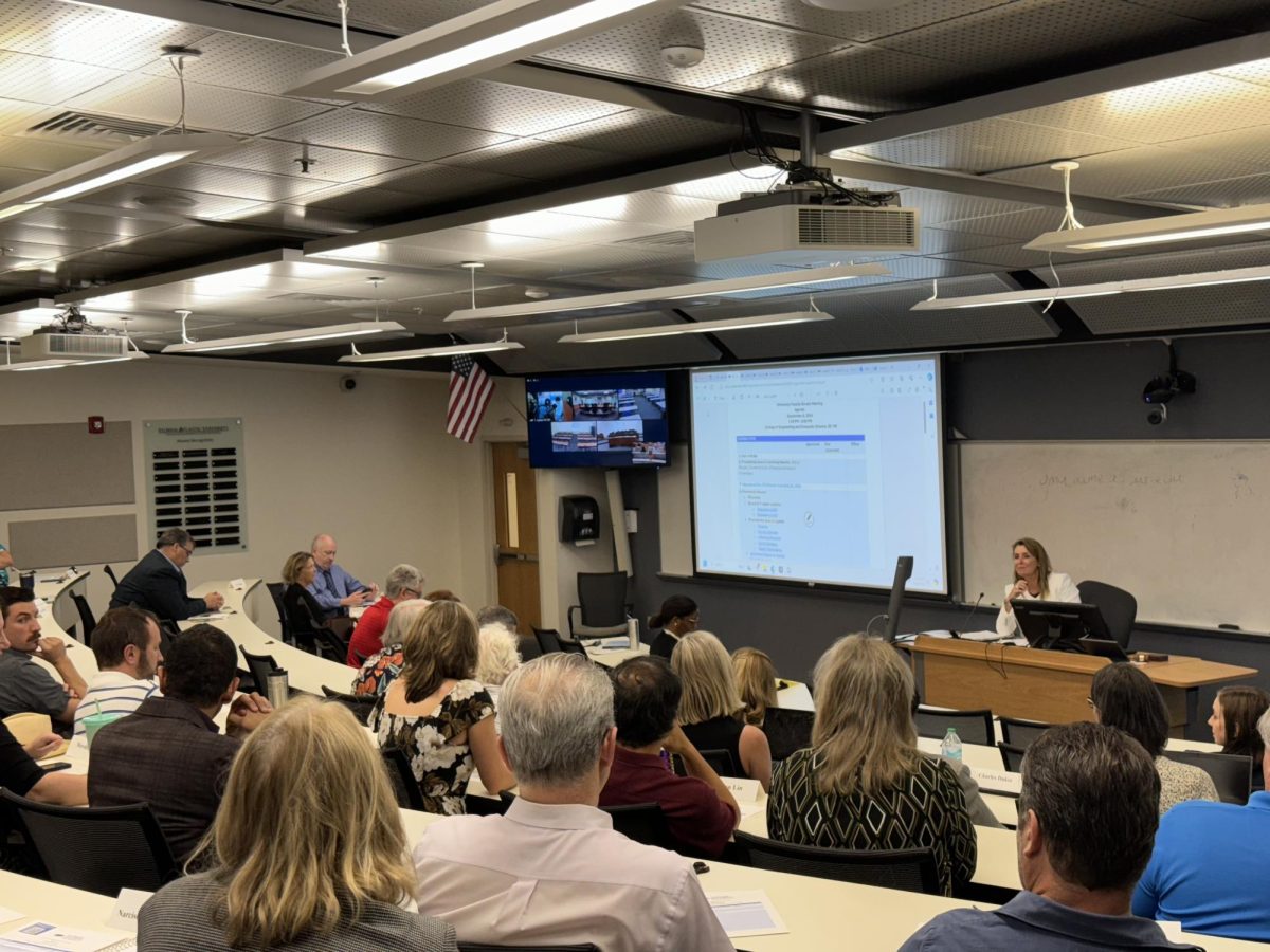 Sherry Murphy speaking at the Faculty Senate on Sept. 9 about the FAU presidential search.