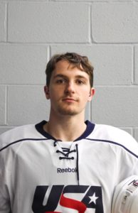 A headshot of Nick Pecora in his USA Deaf National Hockey Team uniform. 