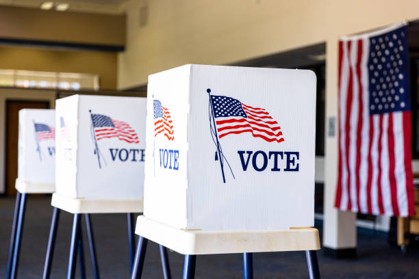 Voting Booths set up in rows on Election Day.