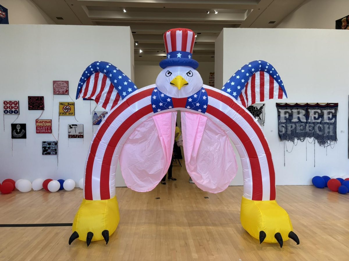 United States-themed eagle archway featured at the entrance of the Schmidt Center Gallery.