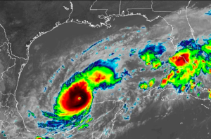 Hurricane Milton, a Category 5 storm, heading toward Florida from the Gulf of Mexico. 