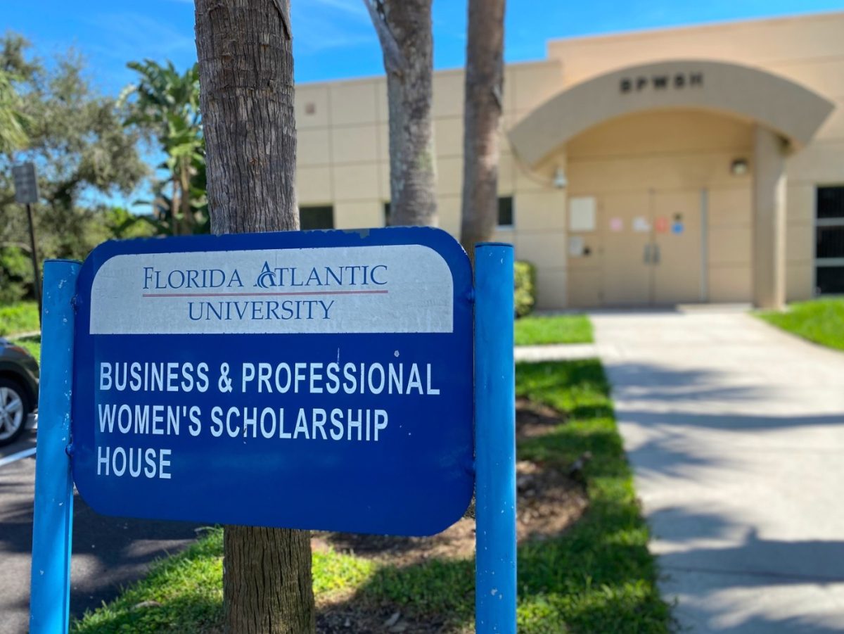 The entrance of the Business & Professional Women's Scholarship House at FAU. 