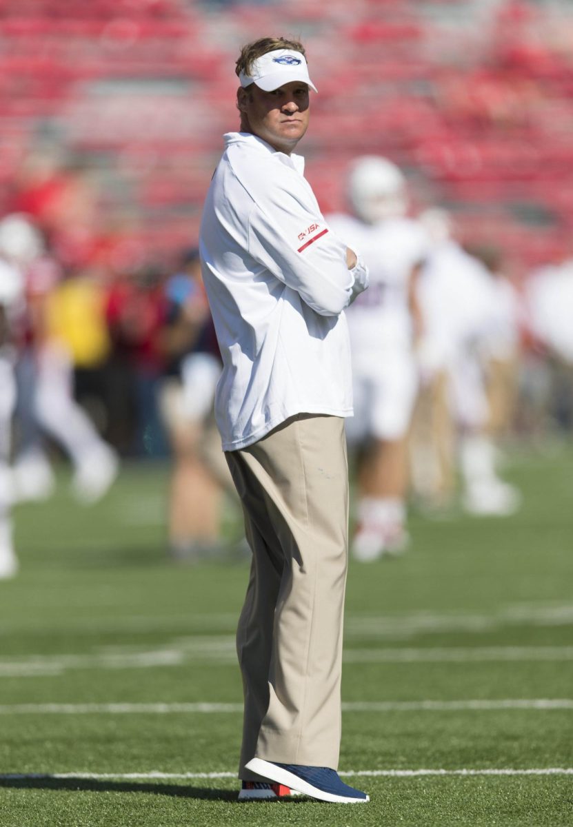 FAU head coach Lane Kiffin (2017-19) on the field. 