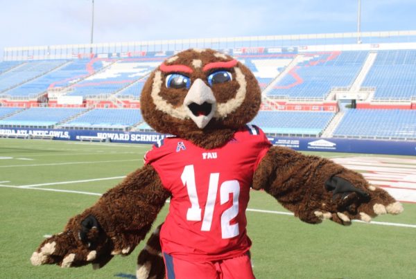 Hoot dancing at FAU Stadium.