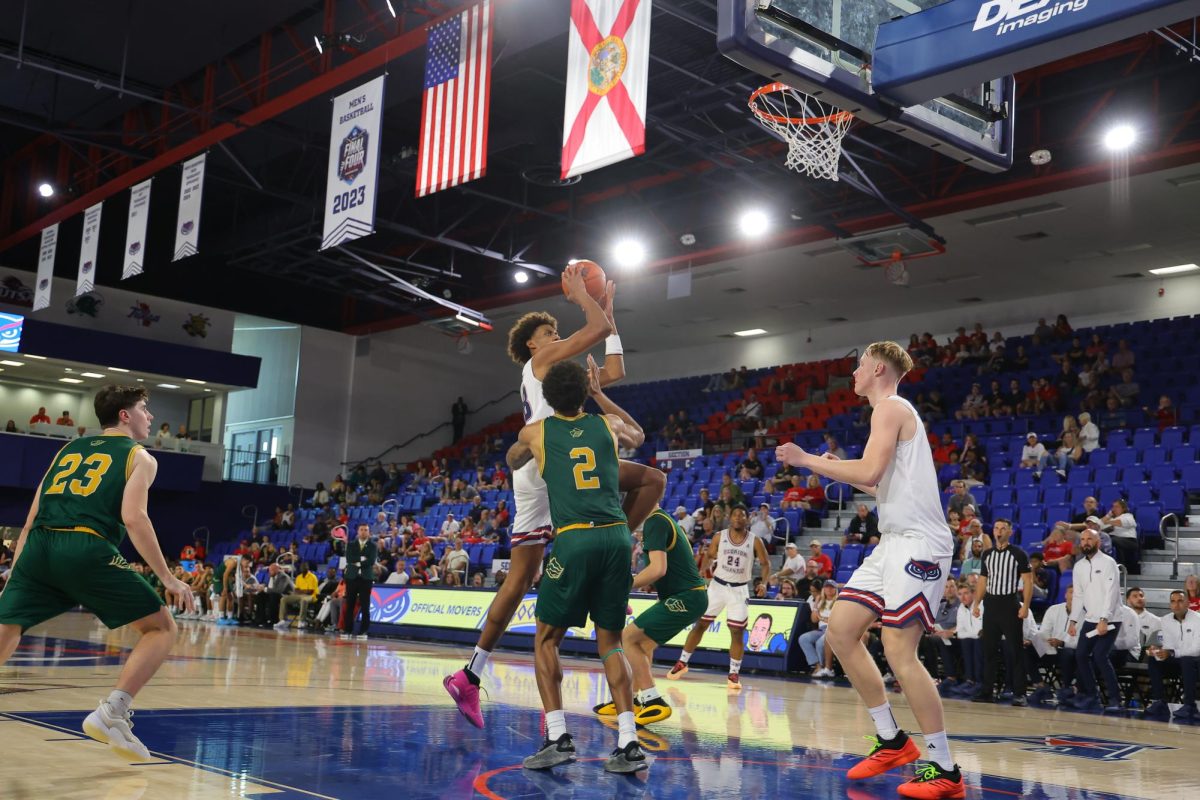 Forward Baba Miller driving in the paint for a layup against Saint Leo University on Oct. 26. The Owls won 104-53. 