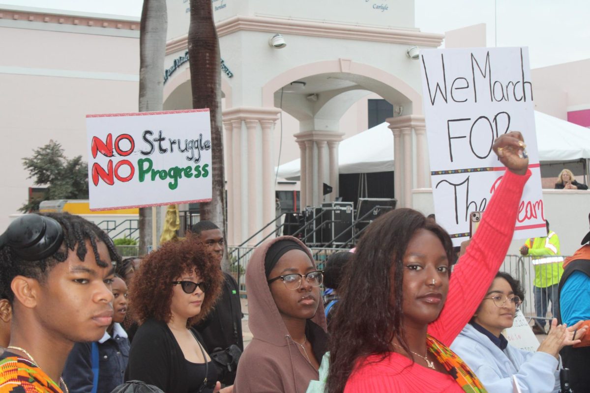 People at the Martin Luther King Jr. Unity March in Boca Raton's Mizner park.