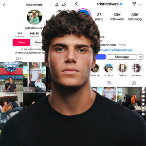 A headshot of Tristin Trivers featuring his Instagram and TikTok pages.