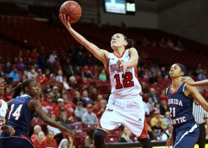 Arkansas State laying in an easy basket. The Red Wolves scored 74 points in their win over the Owls. Photo courtesy of Arkansas State Media Relations.