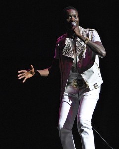 African King of Comedy and headliner of the night, Michael Blackson, kept on a serious face as he threw jokes out to the audience who hopped in their seats from hysterical laughter. Photo by Melissa Landolfa.