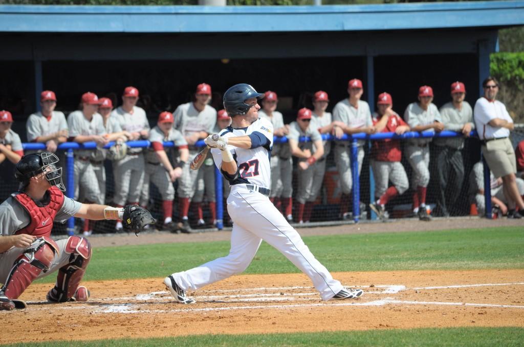 Outfielder Nathan Rittman leads the team with nine runs this season. The Owls return home to play Toledo on Friday, March 8, at 6:30 p.m. Photo by Michelle Friswell