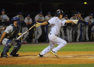 Shortstop Mitch Morales assisted the team with one run and one RBI in Tuesday's 9-8 win over Florida Gulf Coast University. Photo by Michelle Friswell.
