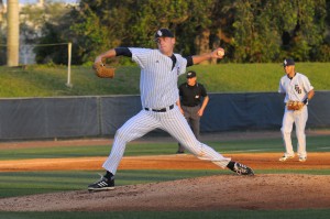 Starting pitcher Austin Gomber struck out eight FIU batters to secure FAU's 6-0 victory. Photo by Michelle Friswell.