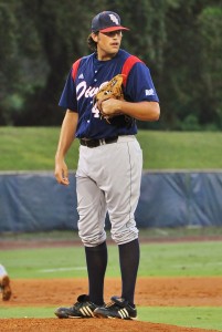 “He just keeps everyone level-headed in the dugout,” Owls shortstop Mitch Morales said of Hugh Adams (pictured). “Being a leader, he keeps everyone’s head right.”