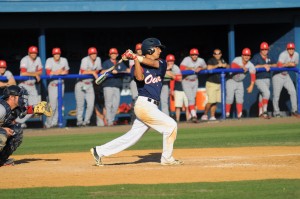 Mitch Morales leads all FAU starters with a .354 batting average, eighth among Sun Belt Conference hitters. Photo by Michelle Friswell