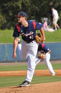 Starting pitcher Jake Meiers struck out four Alabama players before losing 4-2 during Saturday's game. Photo by Michelle Friswell.