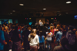 Students pack into the Burrow Bar & Grill to watch Echosmith perform. Photo by Sean Webster