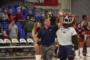 Coach Partridge addresses the crowd. Photo by Max Jackson