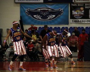 The Globetrotters pause the basketball game to perform a synchronized hip-hop dance. Photo by Melissa Landolfa.