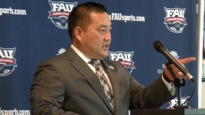 FAU athletic director Pat Chun announced Pelini's resignation at a press conference on Oct. 30. Photo by Miranda Schumes