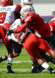 Owls cornerback Keith Reaser will miss the rest of the 2013 season due to a torn ACL after being injured in the fourth quarter of last week's victory over UAB. The Owls play Marshall at FAU Stadium this Saturday at 5:00 P.M. Photo by Ryan Murphy.